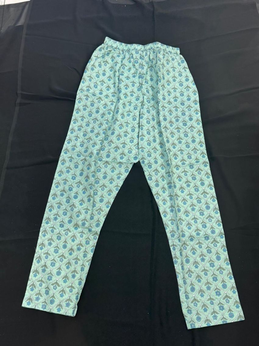 Elegant Aqua Floral Cotton Salwar Suit with Matching Dupatta