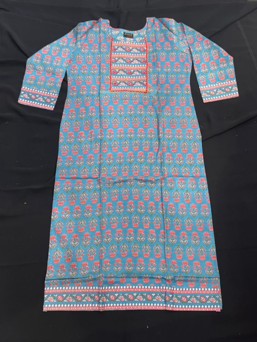 Elegant cotton salwar suit with floral prints, matching pants, and a stylish ombré dupatta—perfect for everyday and festive wear.