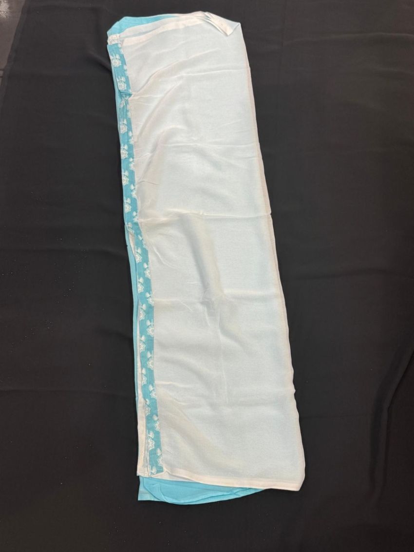 Elegant Sky Blue Printed Cotton Salwar Suit with Matching Dupatta
