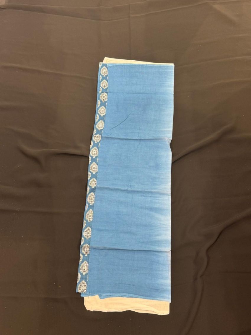Elegant Indigo Blue Printed Cotton Salwar Suit with Matching Dupatta